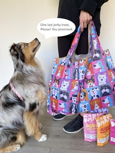 allydrew Medium Foldable Tote Nylon Reusable Grocery Bag (Set of 2) - color: Cute Dogs