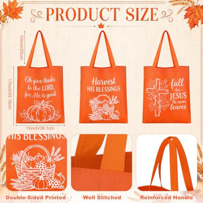 Hosuly 15 Pcs Large Religious Fall Harvest Tote Bags 15 x 17 Nonwoven Bag - style: Fall Religious