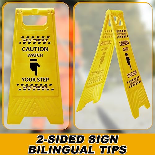 3 Pcs 24" Caution Watch Your Step Sign, Wet Floor Signs, Bright Yellow
