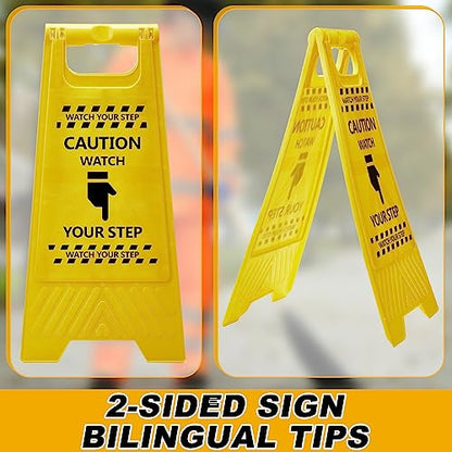 3 Pcs 24" Caution Watch Your Step Sign, Wet Floor Signs, Bright Yellow