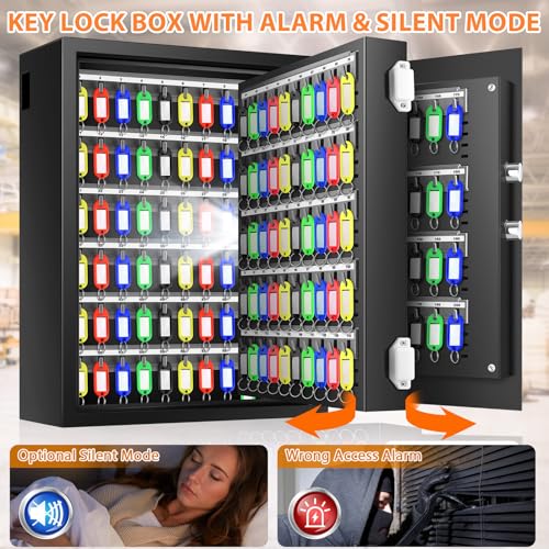200 Keys Heavy Duty Fireproof Key Lock Box Wall Mount with Code&Hook Plates - size: 200 Keys