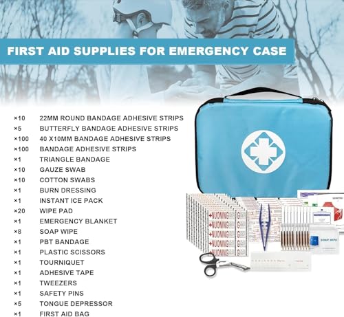 First Aid Kit 300PCS Car Home Camping Essentials Blue 1st Aid - style: Blue-300Pcs
