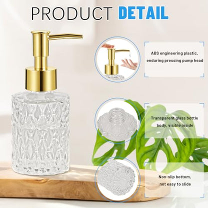 2PCS Glass Hand Soap Dispenser with Pump for Bathroom/Kitchen - color: 2pcs Transparent