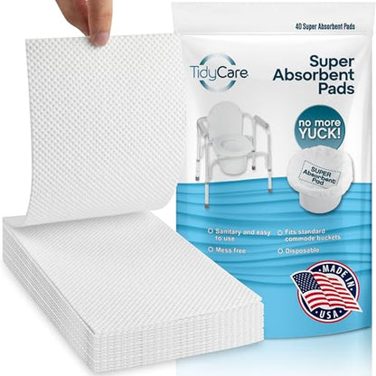 TidyCare Value Pack of 40 Disposable Absorbent Bedside Commode Pads - size: 40 Count (Pack of 1)