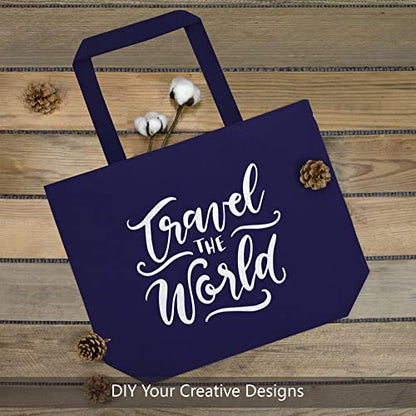 TOPDesign 2-Pack Canvas Tote Bags with Magnetic Snap, Reusable Grocery Shopping Bags, DIY Your Creative Designs - color: Blue