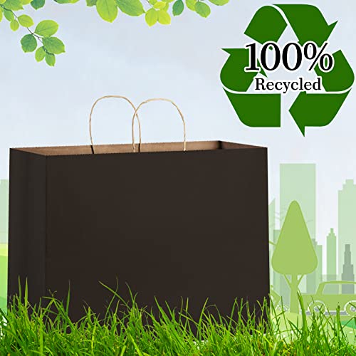Eupako 16x6x12 Black Paper Bags 50 Pack, Kraft Gift Bags with Handles - color: Black