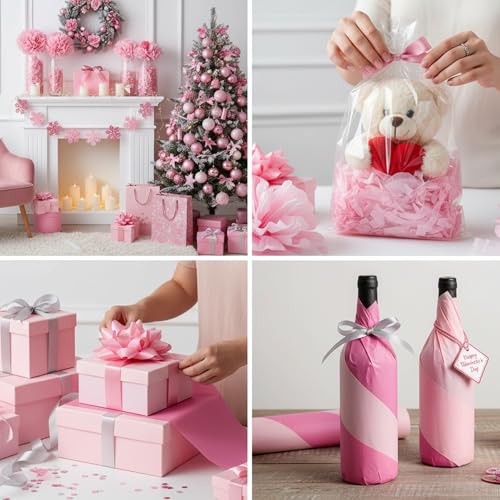 500 Sheets Pink Tissue Paper Bulk 15 x 20 Inch for Wedding Birthday Gifts - color: Pink, size: 15 x 20 Inch
