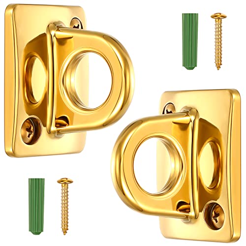 Shimeyao 2 Pcs Large Loop Wall Plate Circle Hook for Rope Barrier, Gold