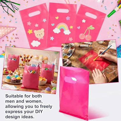 Maitys Rose Red 300 Pcs Small Plastic Bags with Handles 5x7 for Business - color: Rose Red