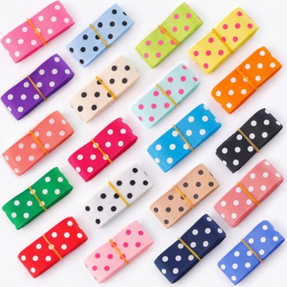 QingHan Polka Dot Grosgrain Ribbon: 7/8 inch 40 Yards (20colors x 2yards) - color: 7/8-Polka Dot