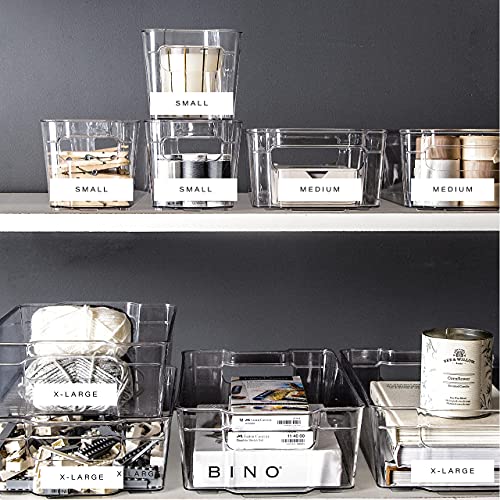 BINO | Stackable Storage Bins, Large - 2 Pack | THE STACKER COLLECTION | Clear Plastic Storage Bins | Built-In Handles | BPA-Free | Containers for Organizing Kitchen Pantry | Multi-Use Organizer Bins - size: Large