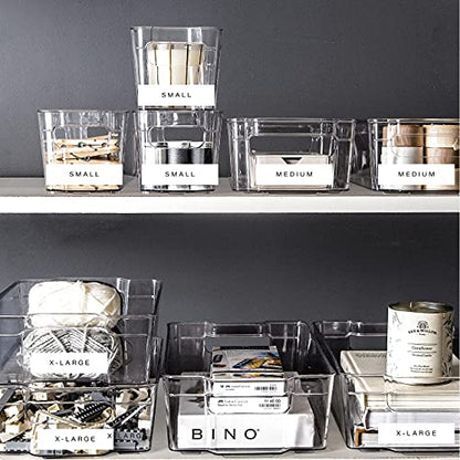 BINO | Stackable Storage Bins, Small - 2 Pack | THE STACKER COLLECTION | Clear Plastic | Built-In Handles | BPA-Free | Containers for Organizing Kitchen Pantry | Multi-Use Organizer - size: Small