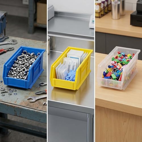 Quantum Storage QUS270 Ultra Stack and Hang Bins - 18" x 16-1/2" x 11" - 3 Pack - color: Ivory