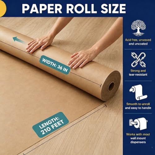 Vanhench Brown Paper Roll, 36" x 2520" (210') - color: Brown, size: 36" Width X 210' Length