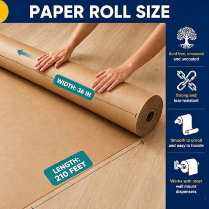 Vanhench Brown Paper Roll, 36" x 2520" (210') - color: Brown, size: 36" Width X 210' Length