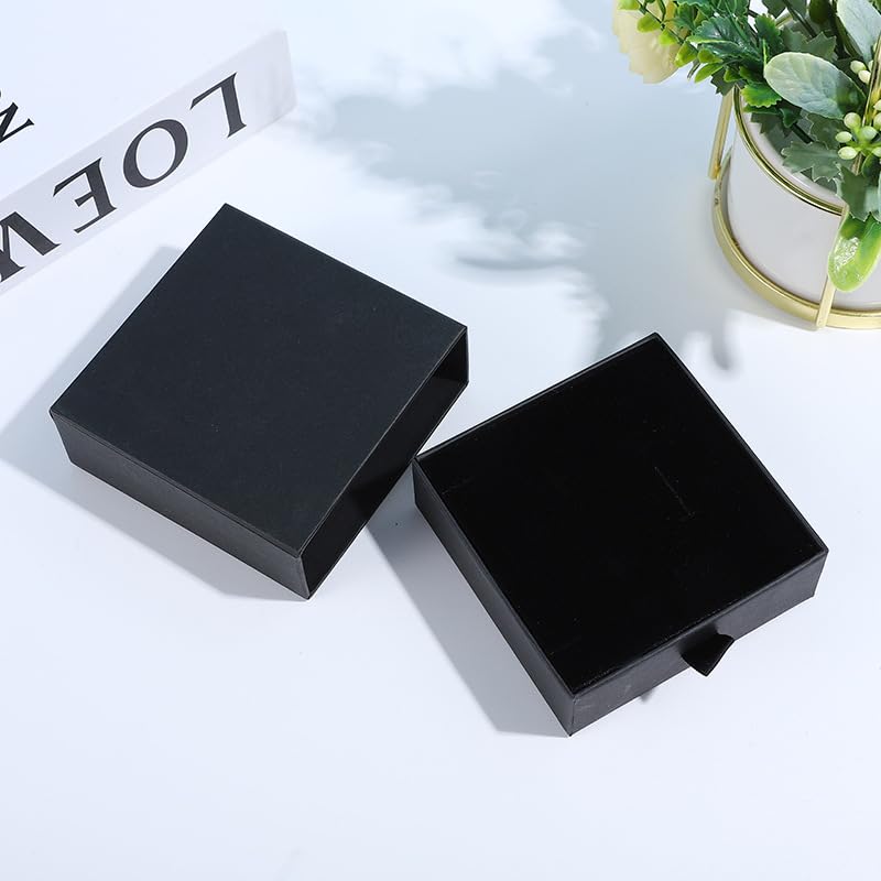 Black Square Kraft Jewelry Gift Box – Biodegradable Cardboard Storage Organizer for Necklace, Bracelet, Earrings – Wedding, Birthday, Christmas Gift Packaging