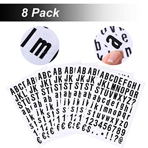 Zonon 8 Sheets Mailbox Numbers Letters Stickers,1 Inch,Black in White - color: Black in White, size: 1 Inch