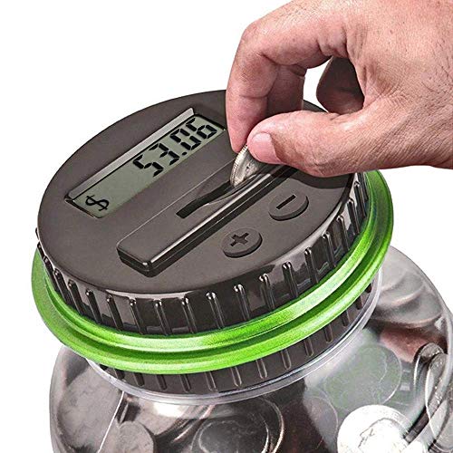 Digital Counting Money Jar, Digital Coin Counter with LCD Display Large Capacity Money Saving Box for Kids Adults as Gift on Christmas,Birthday (Green) - color: Green
