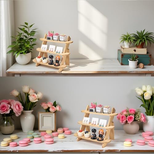 Wooden Display Stand, Tiered Cupcake Stand, 3 Tier Display Stand Riser - color: 2Pcs-Natural-3Tier