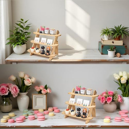Wooden Display Stand, Tiered Cupcake Stand, 3 Tier Display Stand Riser - color: 2Pcs-Natural-3Tier