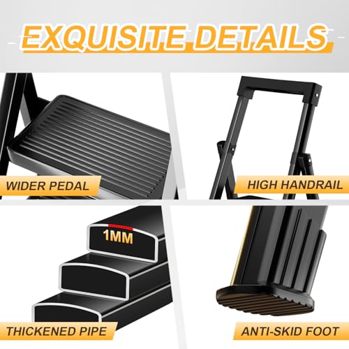 7 Step Ladder with Platform,Heavy Duty Folding Step Stool No Assembly - size: 7 Step Platform