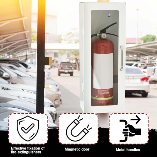 Zonon 1 Pcs 10lb Fire Extinguisher Cabinet Wall & Surface Mount, White - color: White