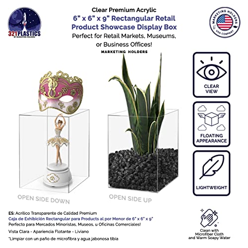 Acrylic Display Case for Collectibles 6" x 6" x 9" No Assembly Box for Figures Dolls Toys Memorabilia Dust Cover No Base 1 Side Open by Marketing Holders - size: 6"w x 9"h