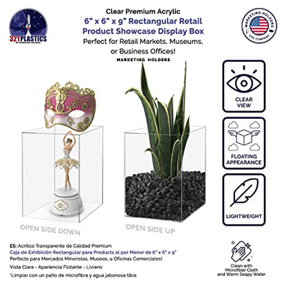 Acrylic Display Case for Collectibles 6" x 6" x 9" No Assembly Box for Figures Dolls Toys Memorabilia Dust Cover No Base 1 Side Open by Marketing Holders - size: 6"w x 9"h