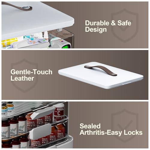 CTIME 4-Tier Medicine Organizer - Portable Medicine Cabinet with Handle - size: Extra Large 4-Tier