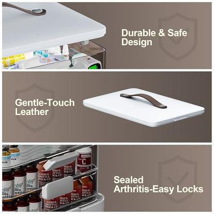CTIME 4-Tier Medicine Organizer - Portable Medicine Cabinet with Handle - size: Extra Large 4-Tier