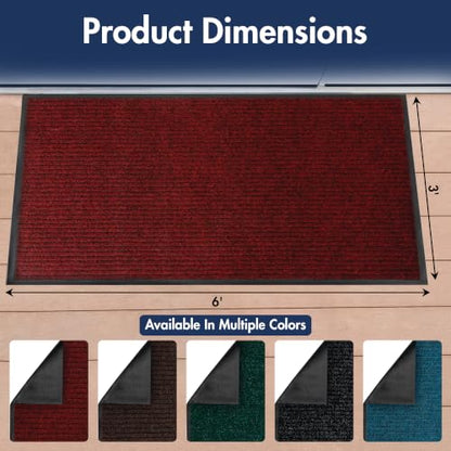 Notrax 109 Industrial Door Mat, 3' x 6' Red, Made in the USA - color: Red / Black, size: 3' x 6' (Rectangular)