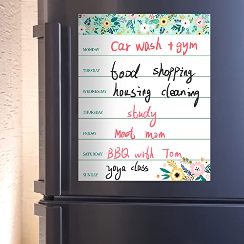Outus 2 Pieces Magnetic Weekly Dry Erase Boards Erasable, Flower Style - style: Flower Style