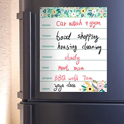 Outus 2 Pieces Magnetic Weekly Dry Erase Boards Erasable, Flower Style - style: Flower Style