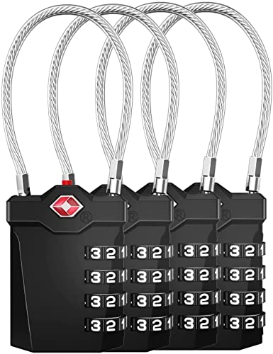 ZHEGE Travel Locks, TSA Approved Locks for Luggage (4 Pack, Black) - color: 4p Black