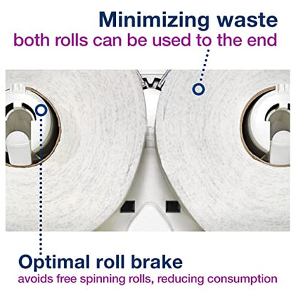 Tork Twin Mini Jumbo Toilet Paper Roll Dispenser Black T2, Protects Rolls, Elevation Range, 5555290