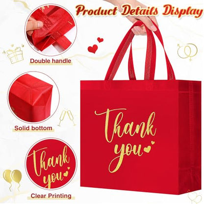 Sweetude 30 Thank You Non Woven Gift Bag, 11 x 12 x 5 Inch, Burgundy - color: Burgundy, size: 11 X 12 X 5 Inch