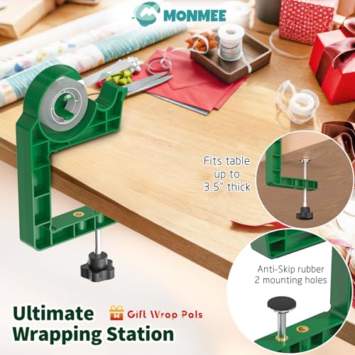 Wrapping Paper Holder, One-Hand Tape Cutter, Green - color: Christmas Green, size: Wrapping Tool