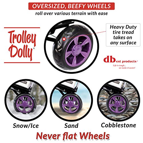 dbest products Trolley Dolly Purple Foldable Shopping cart for Groceries with Wheels and Removable Bag and Rolling Personal Handtruck Standard, 1 unit - color: Purple, style: Cart