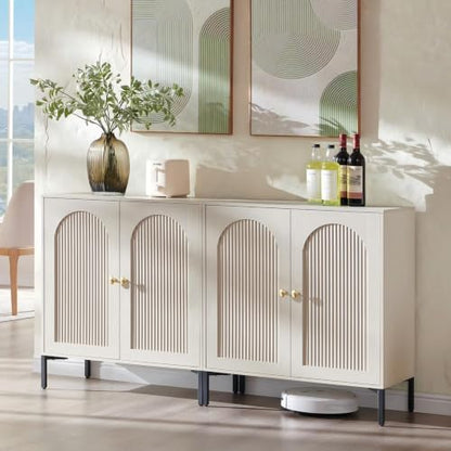 IFGET 61.75" W Modern Arched Sideboard Buffet Cabinet with Storage, Cream - color: Cream, size: 2 Pieces