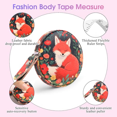 Retractable Mini Leather Tape Measure, Auto Retract Red Fox - color: Red Fox