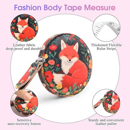 Retractable Mini Leather Tape Measure, Auto Retract Red Fox - color: Red Fox