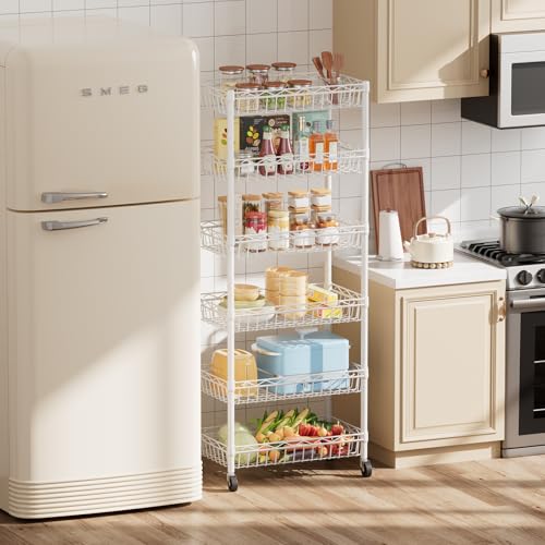 SINGAYE 6 Tier Shelf Wire Shelving Adjustable Storage Shelves Basket Rack - color: White, size: 6-Tier[17"Dx12"Wx63"H]