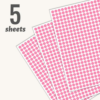 1/4" Pink Dot Stickers Small Tiny Mini Little Circle Stickers - color: Pink, size: 1/4 INCH
