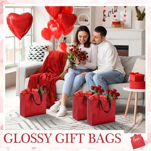 Eccliy 80 Pcs Reusable Gift Bags, Large, Red - color: Red, size: Large