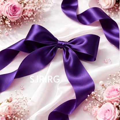 1 Inch Purple Satin Ribbon 50 Yards Single Face Polyester - color: Purple, size: 1 inch