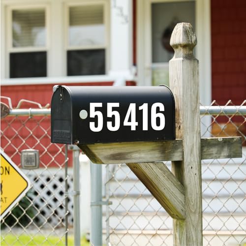 4 Inch Vinyl Number Stickers 0-9, Waterproof Self-Adhesive Address Numbers Decals, 6 Sheets Peel and Stick Mailbox Stickers for House Door Trash Can Outdoor Signs(white) - color: White