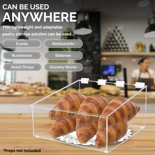 Marketing Holders Acrylic 10”W Bread Pastry Bin Top Opening Dry Food Baked Goods Candy Display Clear Plexiglass Hinged Lid for Easy Access