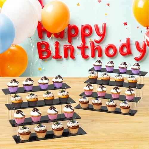 4 Tier Acrylic Display Risers, Black Perfume Organizer, Cupcake Stand