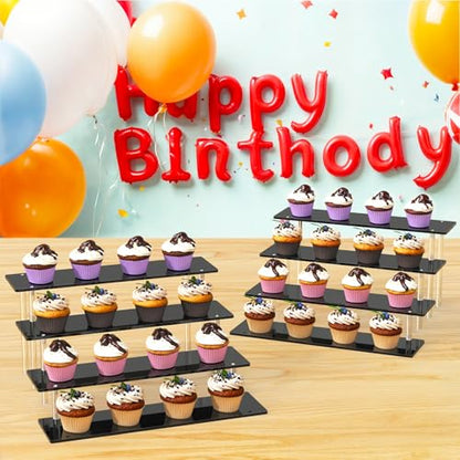 4 Tier Acrylic Display Risers, Black Perfume Organizer, Cupcake Stand