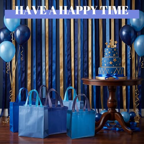 Sweetude 16 Pcs Blue Gift Bags, Reusable Non-woven Tote with Handles - color: Blue